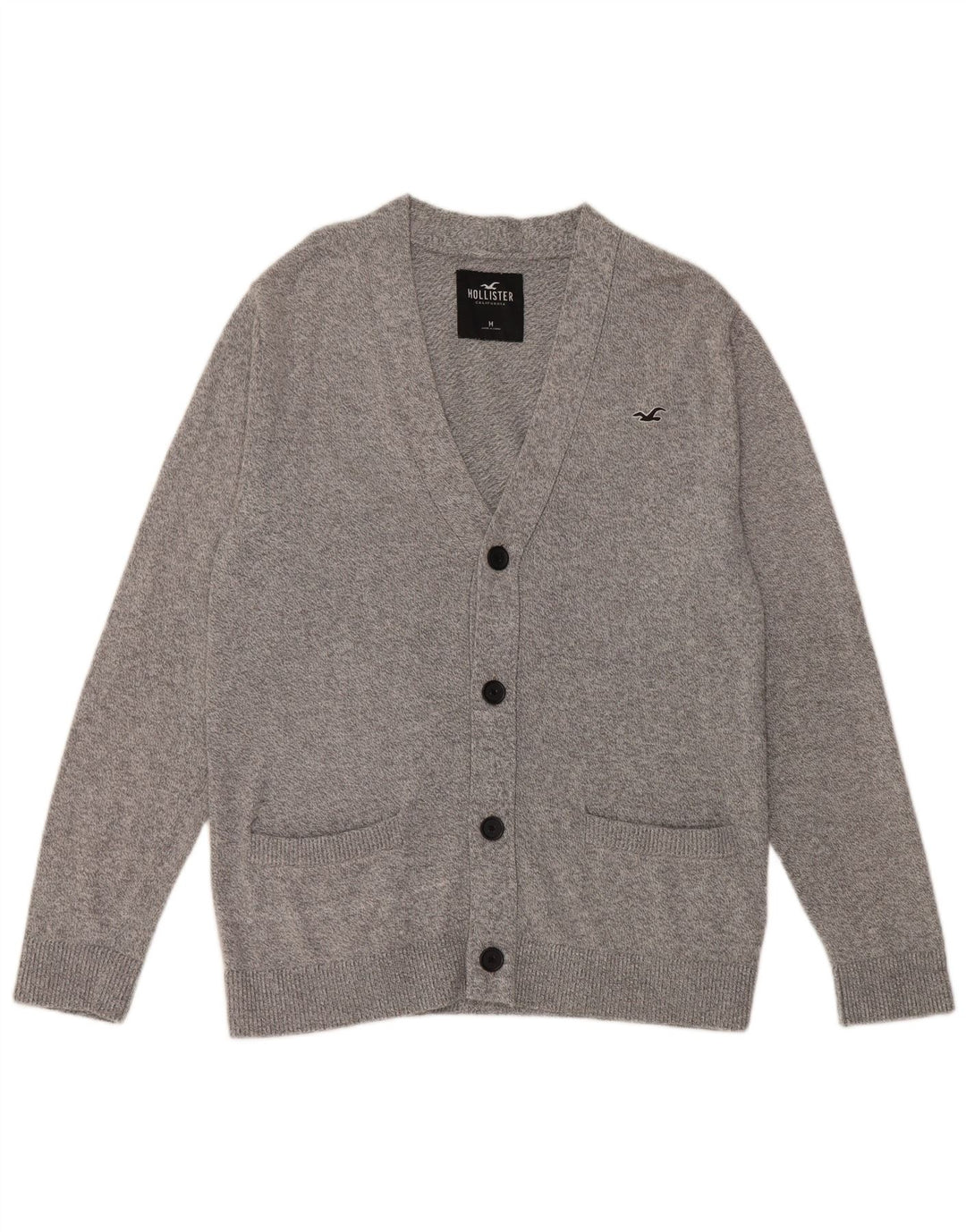 Hollister Womens Cardigan Sweater Medium Grey Flecked Cotton