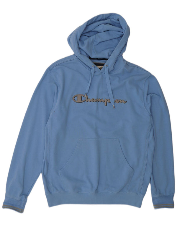 Champion Mens Graphic Hoodie Jumper XL Blue Cotton
