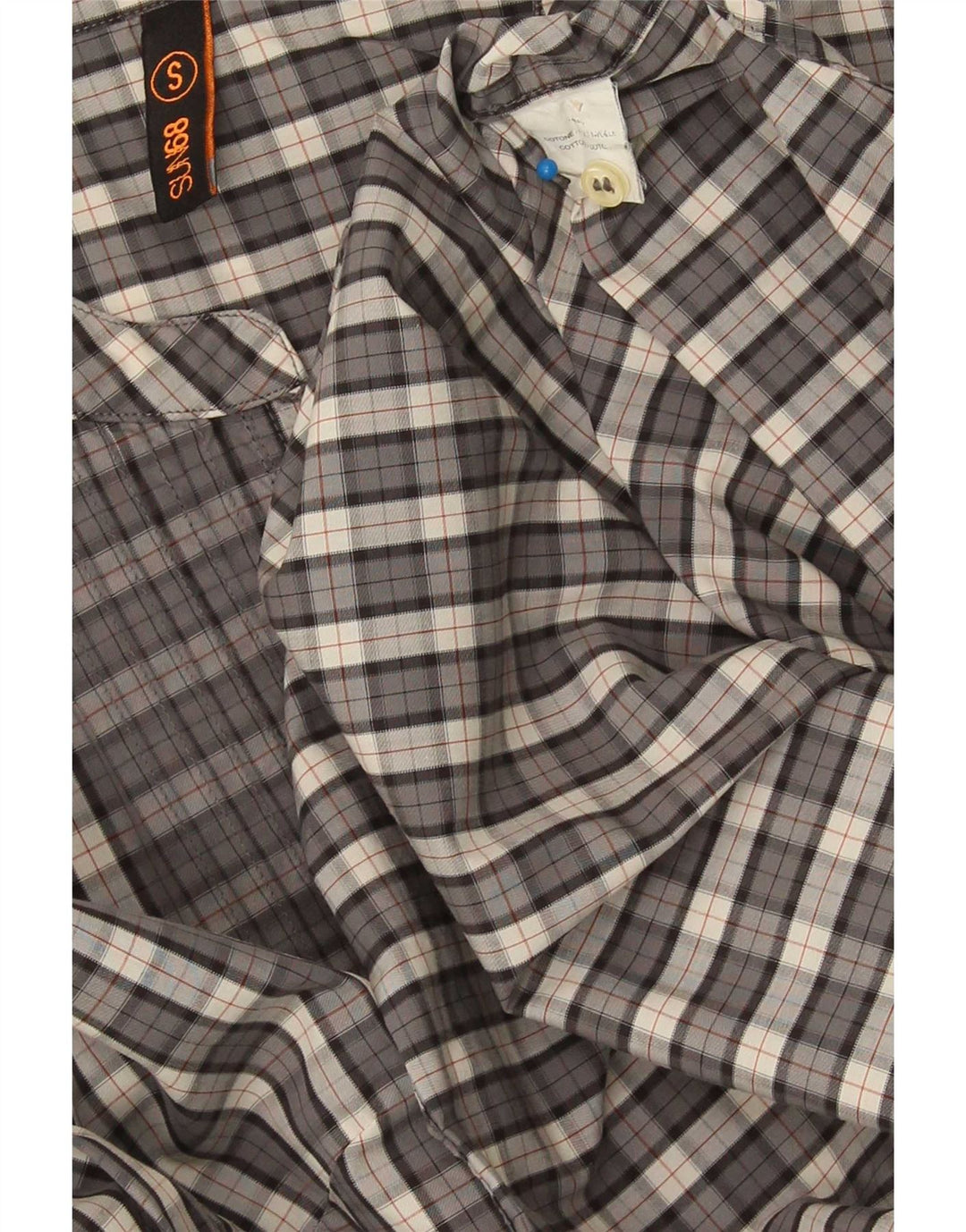 Sun68 Womens Pullover Shirt UK 10 Small Grey Check Cotton