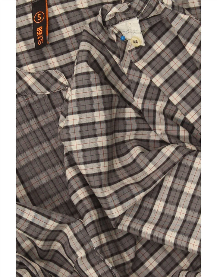 Sun68 Womens Pullover Shirt UK 10 Small Grey Check Cotton