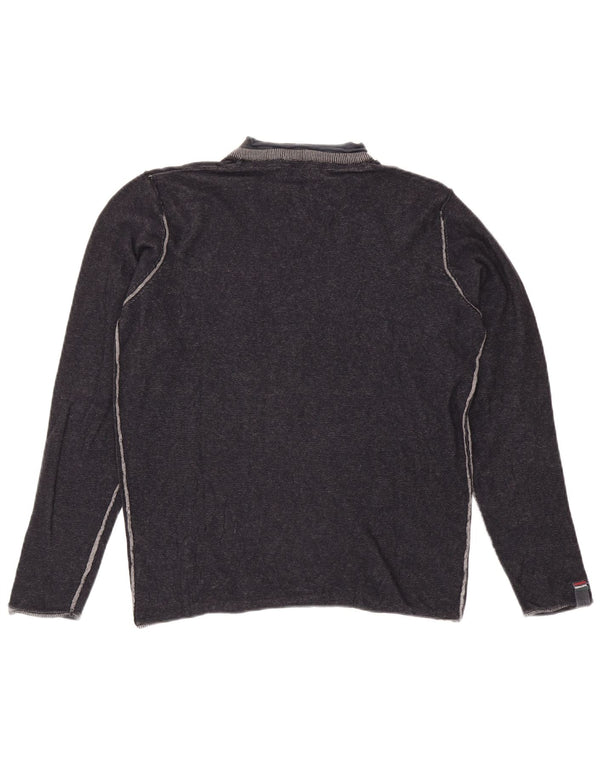 Avirex Mens V-Neck Jumper Sweater Medium Navy Blue