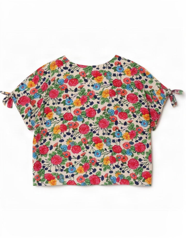 Vintage Womens Crop Blouse Top UK 14 Medium Multicoloured Floral