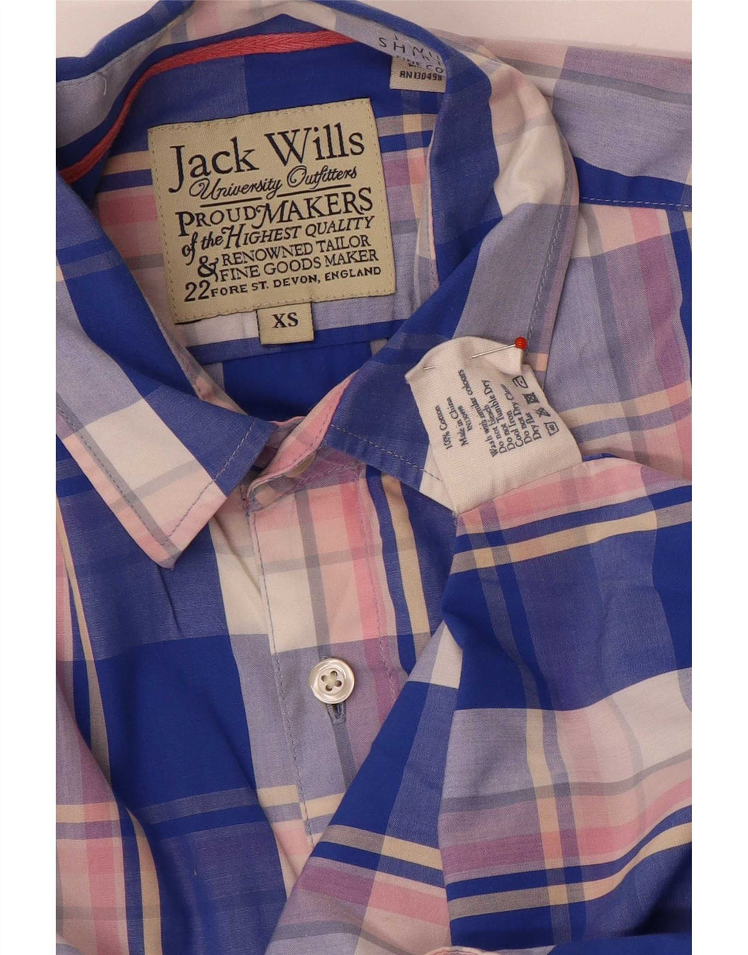 Jack Wills Mens Shirt XS Blue Check Cotton