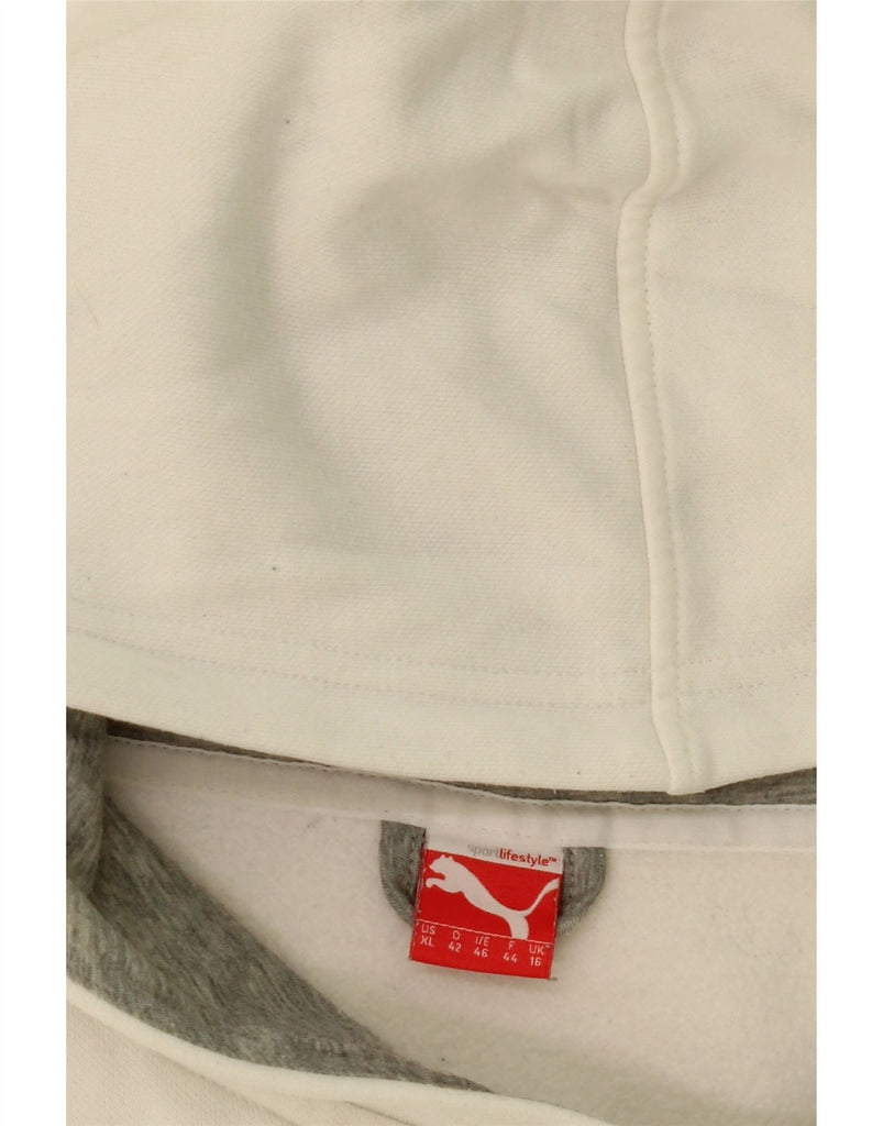 PUMA Womens Zip Hoodie Sweater UK 16 Large White Cotton Vintage Puma and Second-Hand Puma from Messina Hembry 