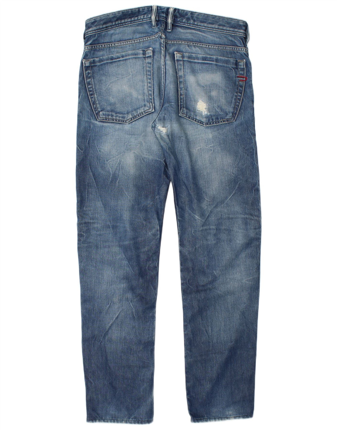Diesel Mens Distressed Slim Jeans W32 L32 Blue Cotton