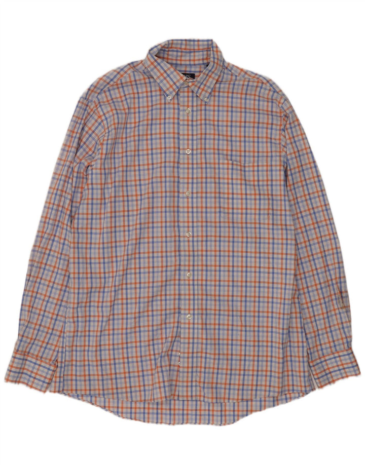 Chaps Mens Shirt Size 16 1/2 Large Blue Check Cotton