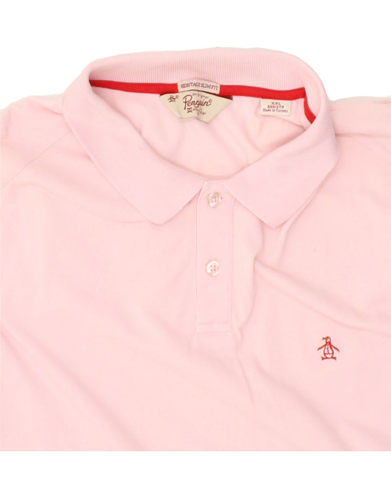 PENGUIN Mens Heritage Slim Fit Polo Shirt 2XL Pink Cotton | Vintage Penguin | Thrift | Second-Hand Penguin | Used Clothing | Messina Hembry 