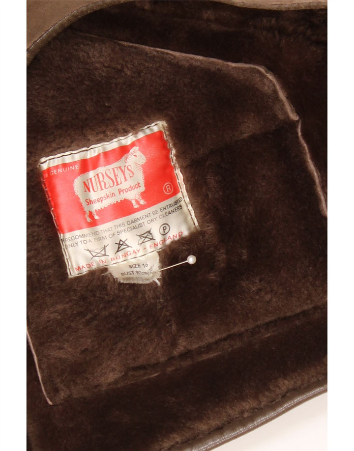 Nurseys Womens Shearling Jacket UK 16 Large Brown Sheepskin
