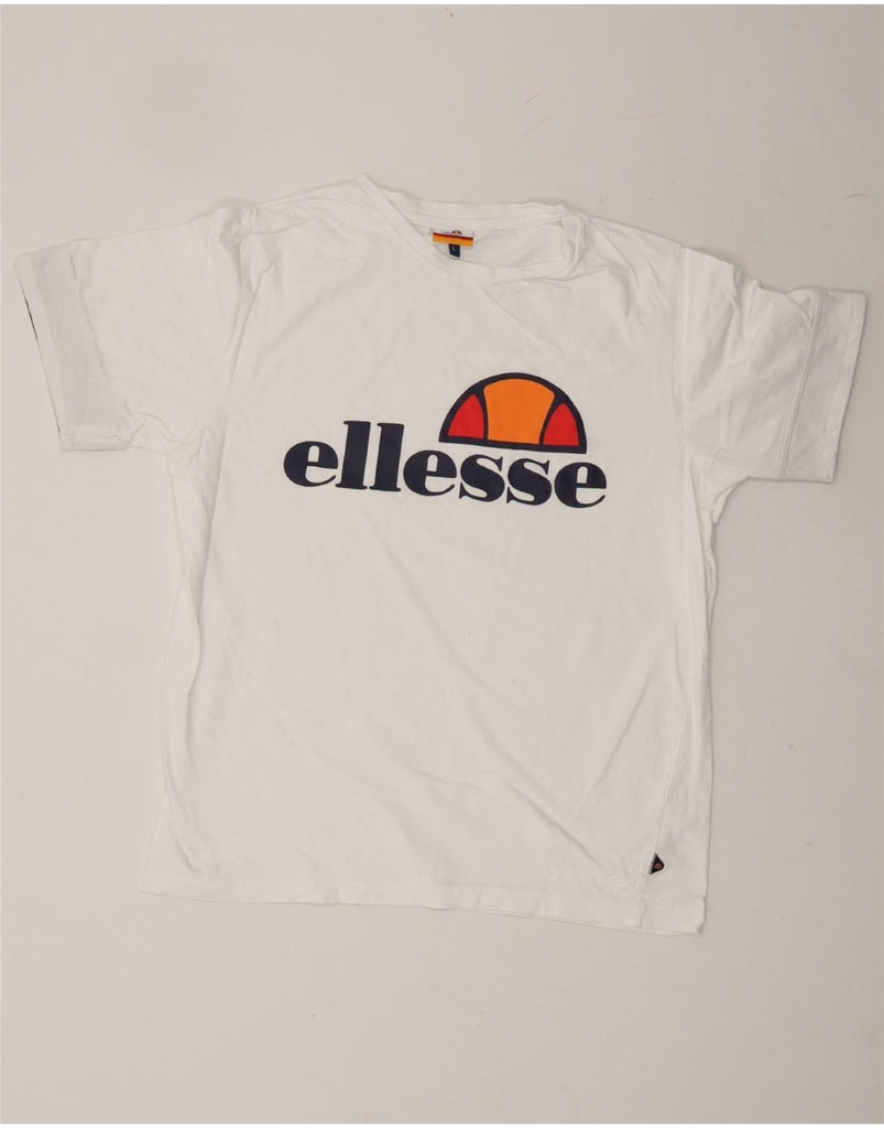 ELLESSE Mens Graphic T-Shirt Top Large White Cotton Vintage Ellesse and Second-Hand Ellesse from Messina Hembry 