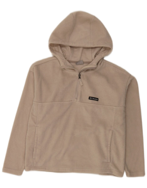 Columbia Womens Oversized Hooded Zip Neck Fleece Jumper UK 10 Small Beige