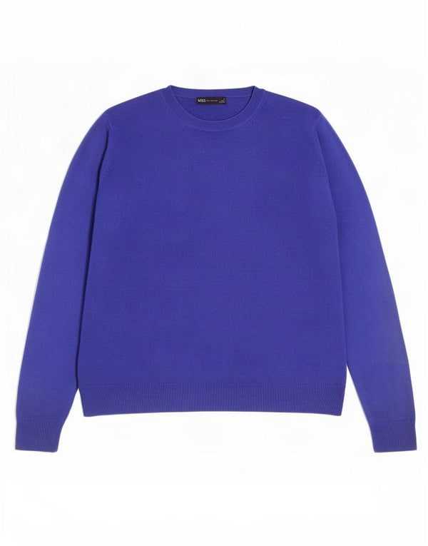 Marks & Spencer Womens Crew Neck Jumper Sweater UK 18 XL Blue Acrylic