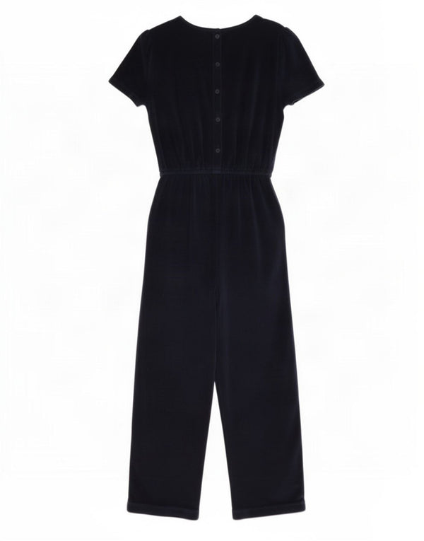Fat Face Girls Abstract Pattern Velvet Jumpsuit 10-11 Years Navy Blue