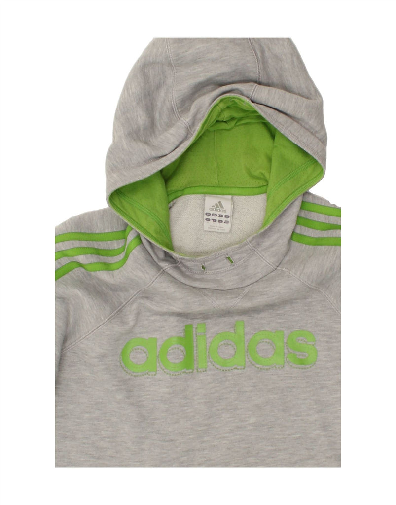 ADIDAS Womens Graphic Hoodie Jumper UK 12 Medium Grey Cotton Vintage Adidas and Second-Hand Adidas from Messina Hembry 