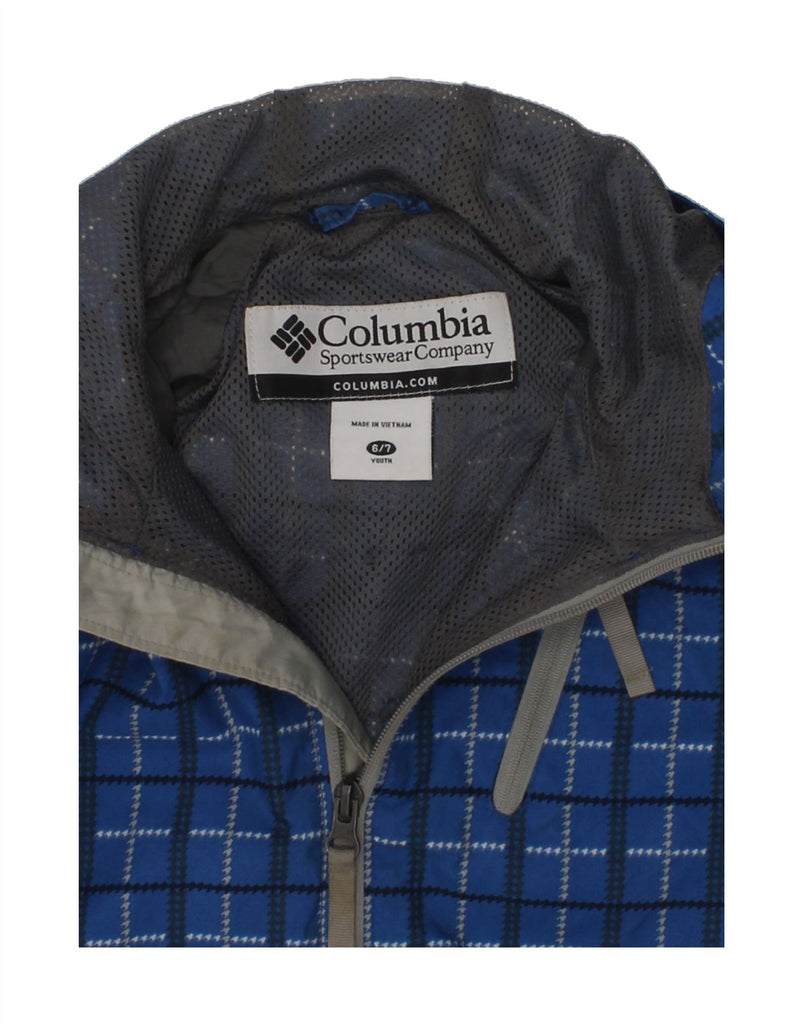 COLUMBIA Boys Hooded Rain Jacket 6-7 Years Blue Check Nylon | Vintage Columbia | Thrift | Second-Hand Columbia | Used Clothing | Messina Hembry 