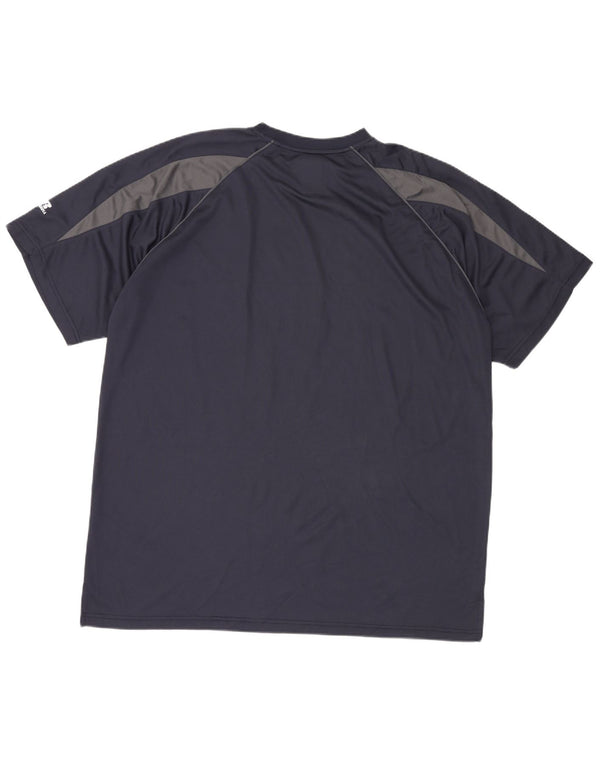 RUSSELL ATHLETIC Mens Tall T-Shirt Top 2XL Navy Blue Colourblock Polyester