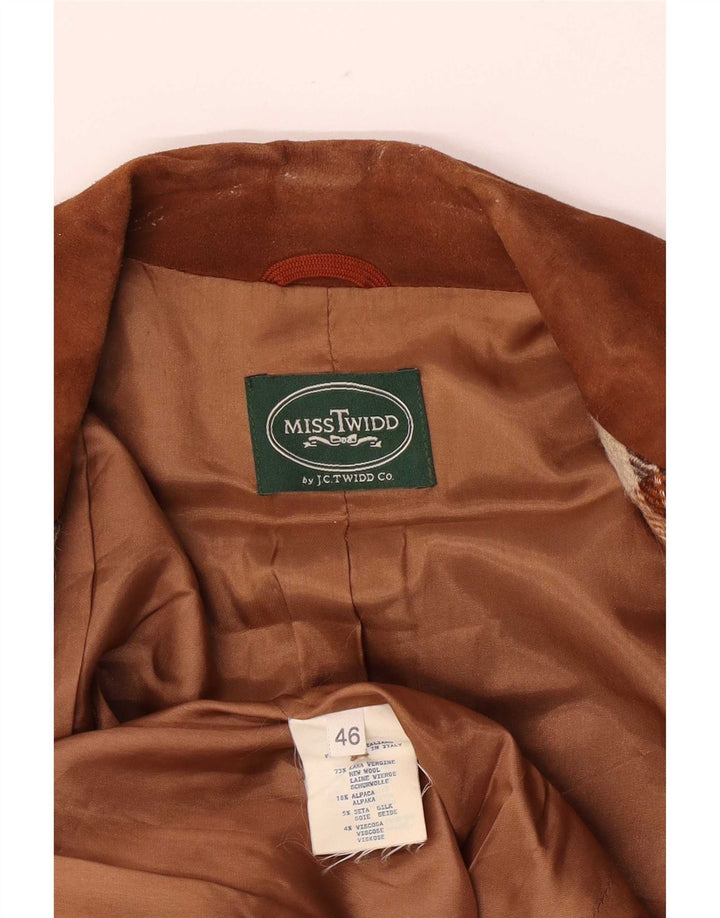 J.C.Twidd Womens 2 Button Blazer Jacket IT 46 Large Brown Plaid Classic
