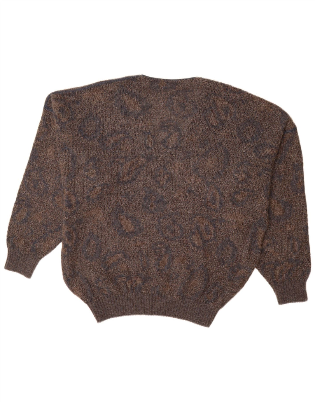 MARCCAIN Mens V-Neck Jumper Sweater XL Brown Geometric Wool