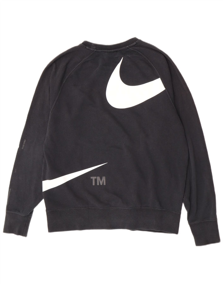 Nike Mens Swoosh Graphic Sweatshirt Jumper Medium Black Cotton