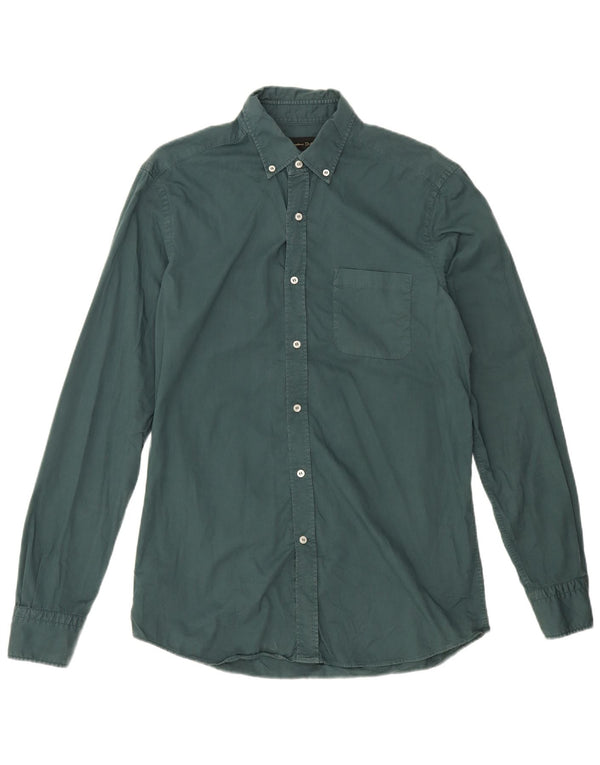 Massimo Dutti Mens Shirt Medium Green Cotton