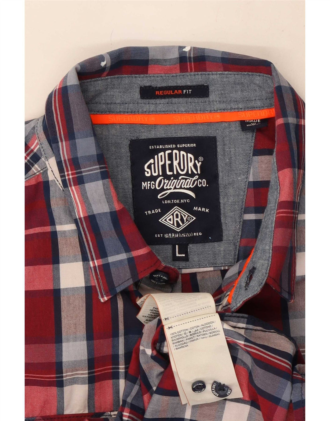 Superdry Mens Regular Fit Shirt Large Red Check Cotton