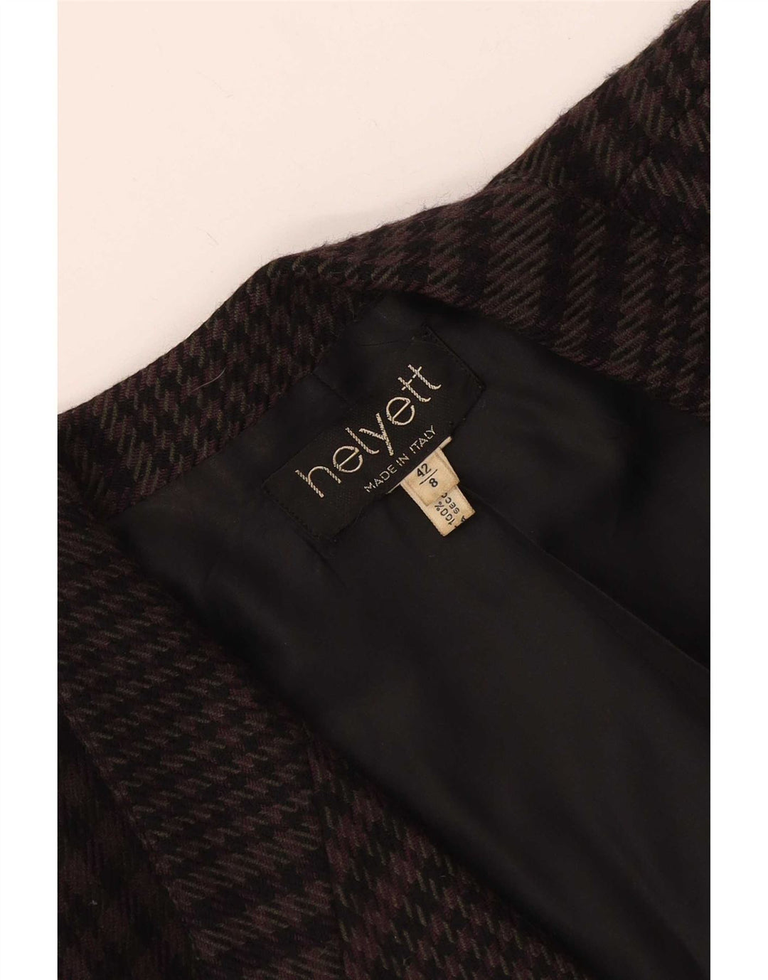 Helyett Womens 1 Button Blazer Jacket IT 42 Medium Brown Houndstooth Wool