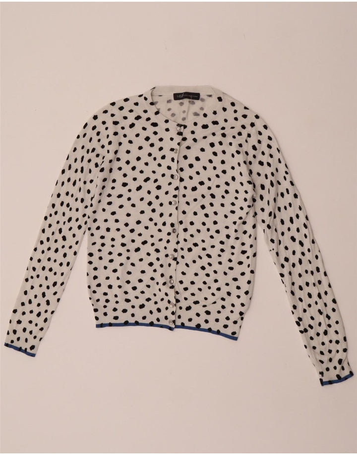 Marks & Spencer Womens Cardigan Sweater UK 10 Small White Spotted Viscose
