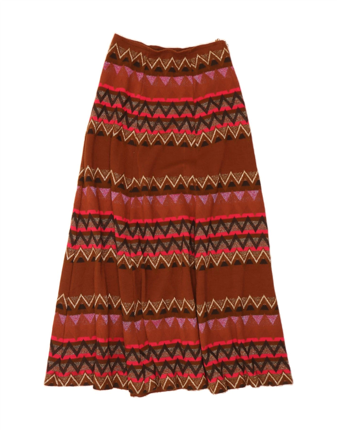 VINTAGE Womens Maxi Flared Skirt IT 42 Medium W30  Multicoloured Geometric