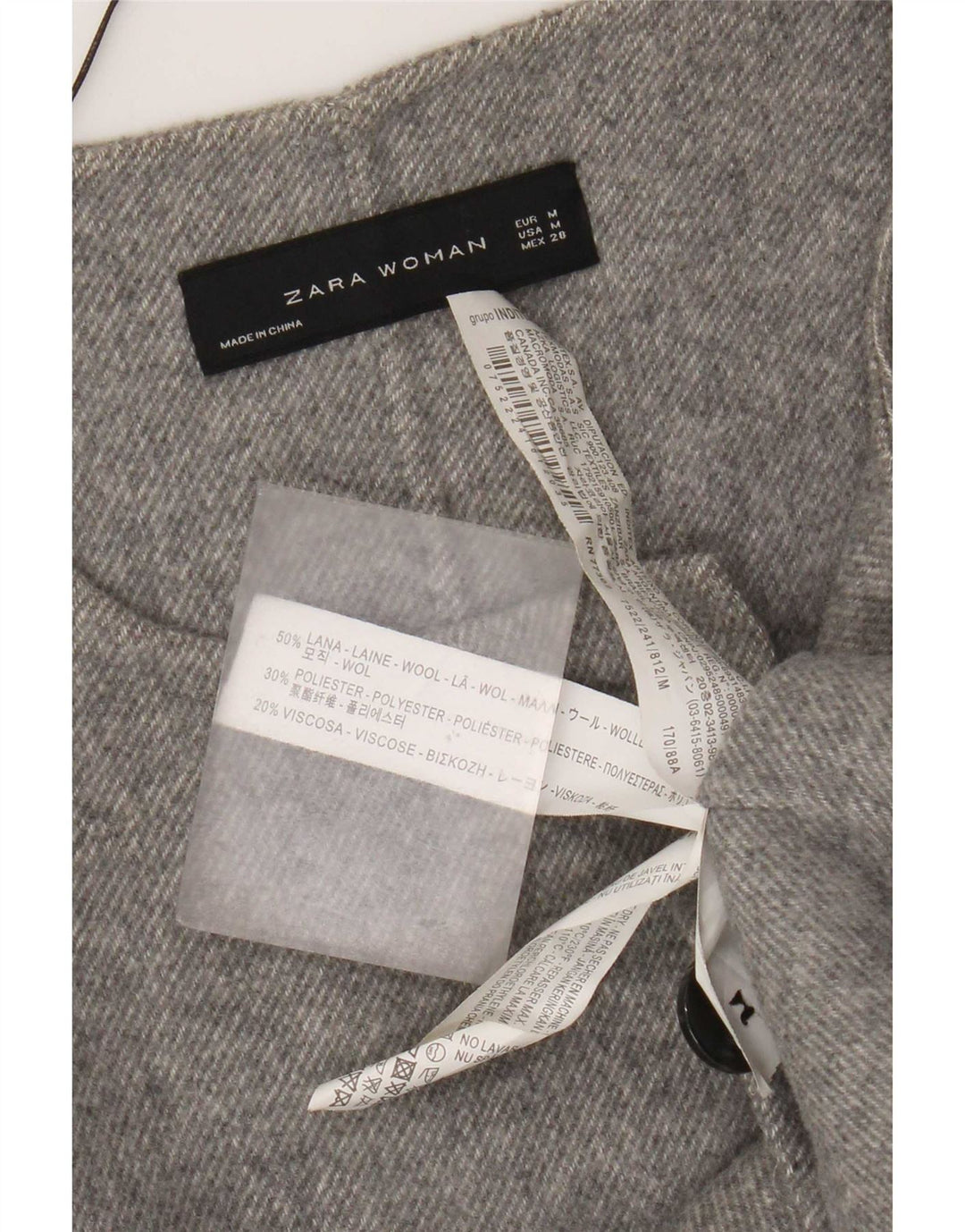 Zara Womens Double Breasted Coat UK 14 Medium Grey Wool