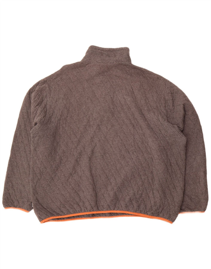 Orvis Mens Button Neck Sweatshirt Jumper 2XL Grey Cotton