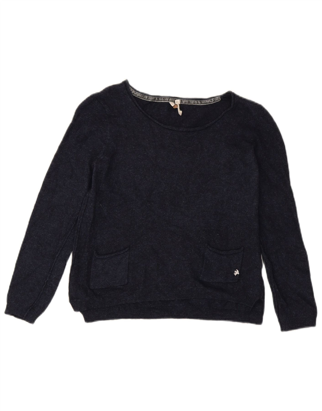 White Stuff Womens Crop Boat Neck Jumper Sweater UK 12 Medium Navy Blue