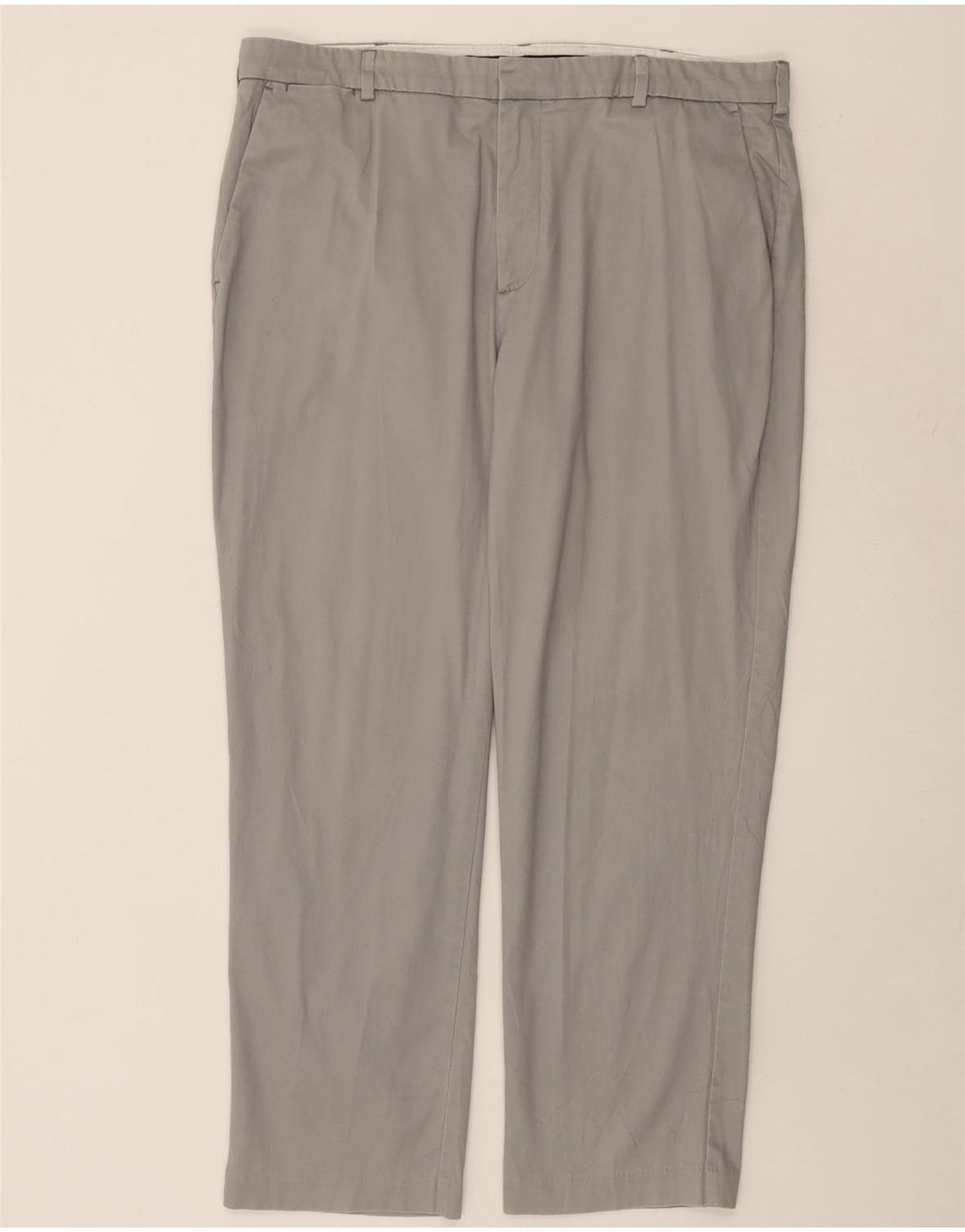 IZOD Mens Straight Chino Trousers W38 L30 Grey Cotton
