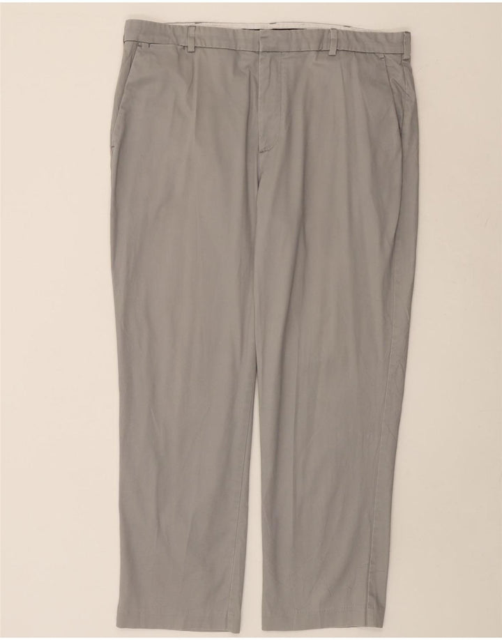 IZOD Mens Straight Chino Trousers W38 L30 Grey Cotton