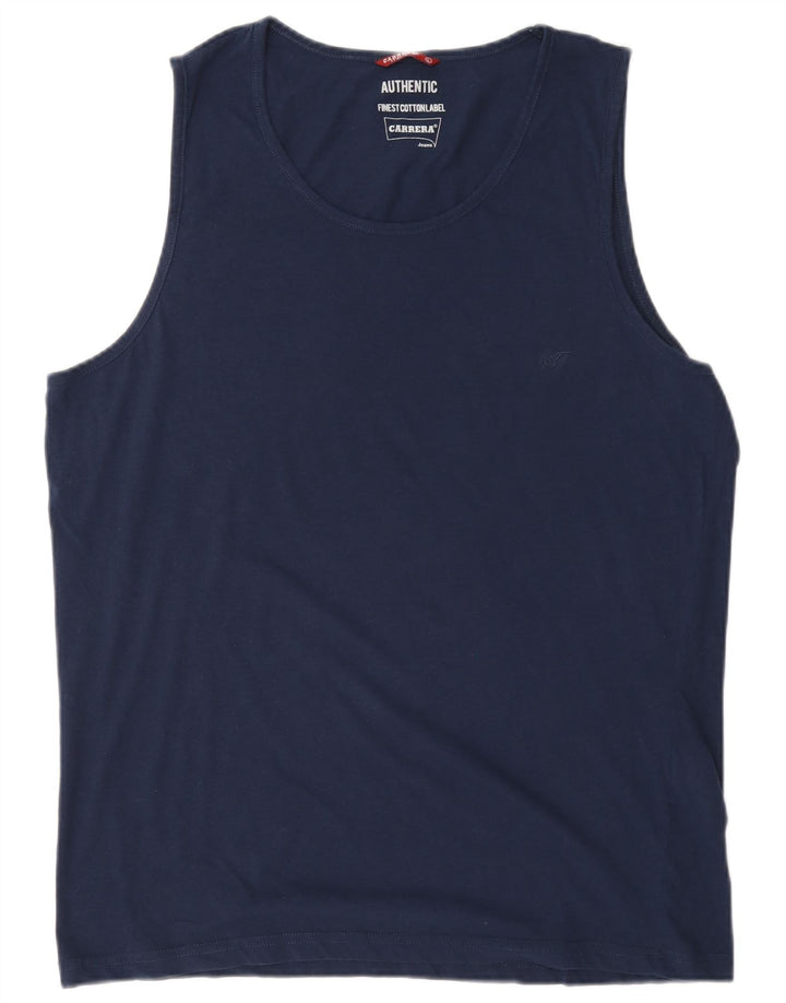Carrera Mens Vest Top Large Navy Blue Cotton