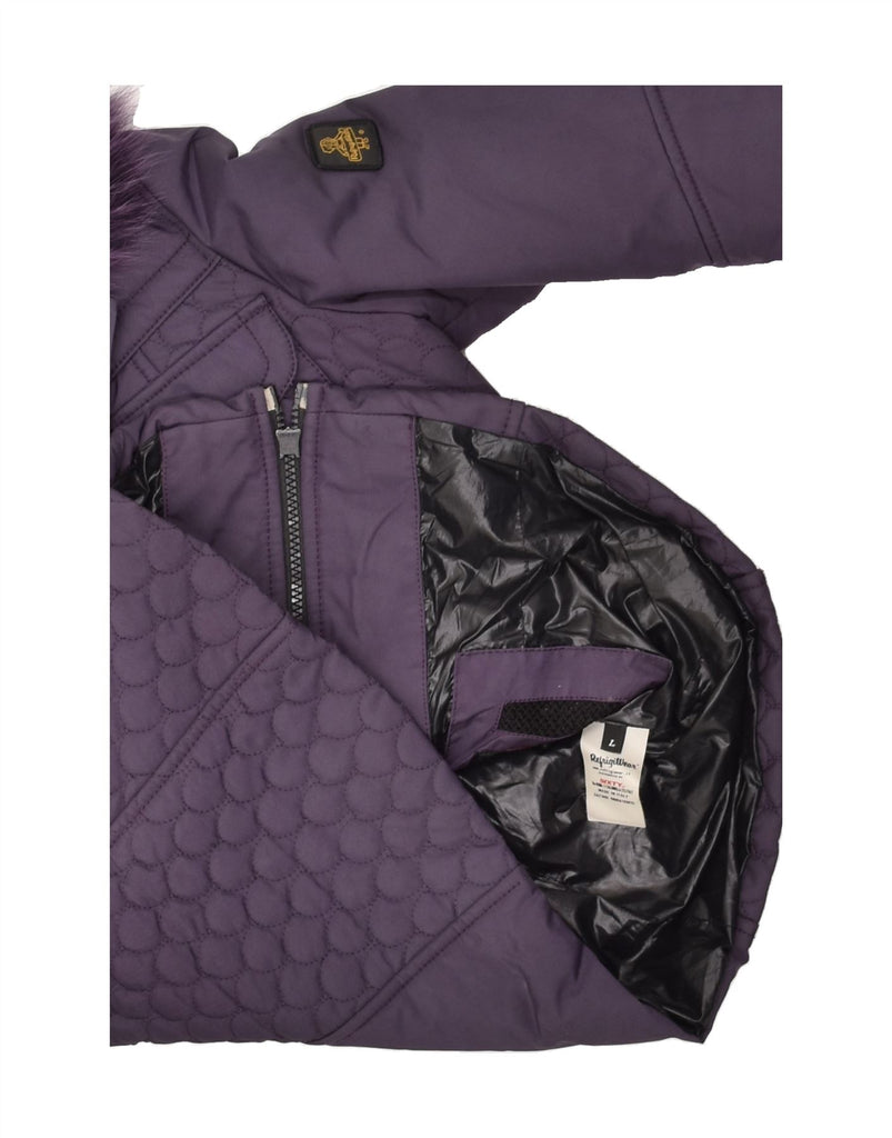 REFRIGIWEAR Womens Padded Jacket UK 14 Large Purple Polyamide | Vintage Refrigiwear | Thrift | Second-Hand Refrigiwear | Used Clothing | Messina Hembry 