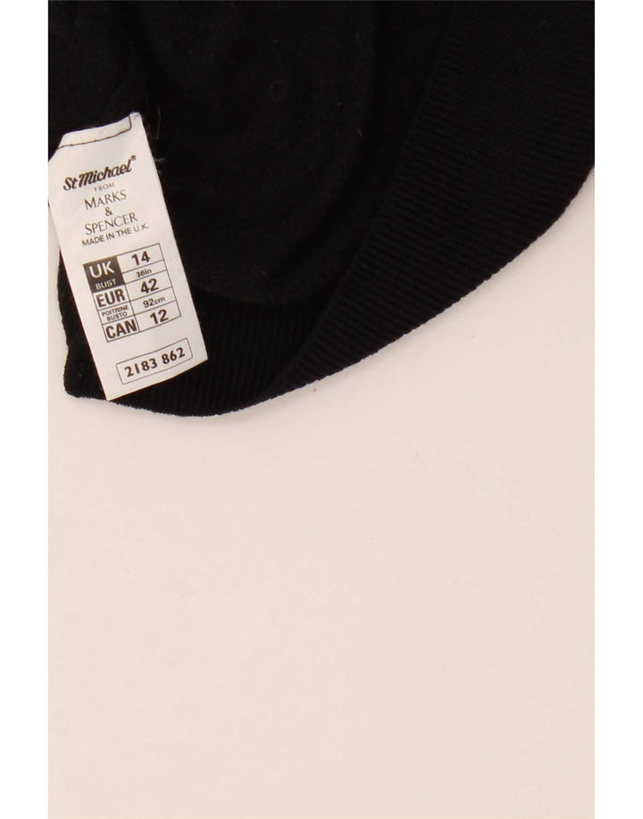 Marks & Spencer Womens Crop Roll Neck Jumper Sweater UK 14 Large Black Wool