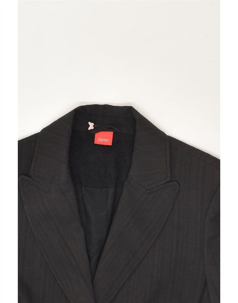 ESPRIT Womens 2 Button Blazer Jacket UK 16 Large Black Striped Cotton | Vintage Esprit | Thrift | Second-Hand Esprit | Used Clothing | Messina Hembry 