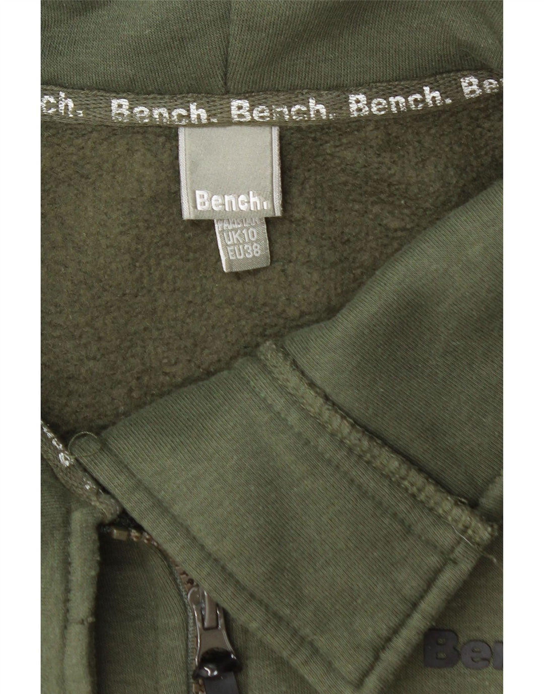 BENCH Womens Tracksuit Top Jacket UK 10 Small Khaki Cotton