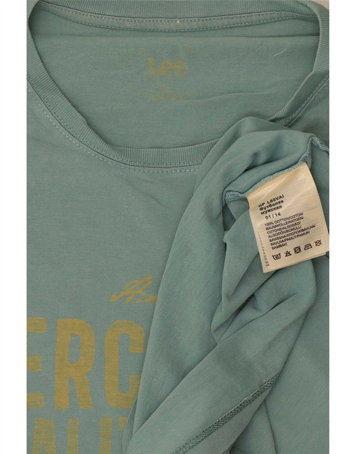 Lee Mens Graphic T-Shirt Top Medium Turquoise Cotton