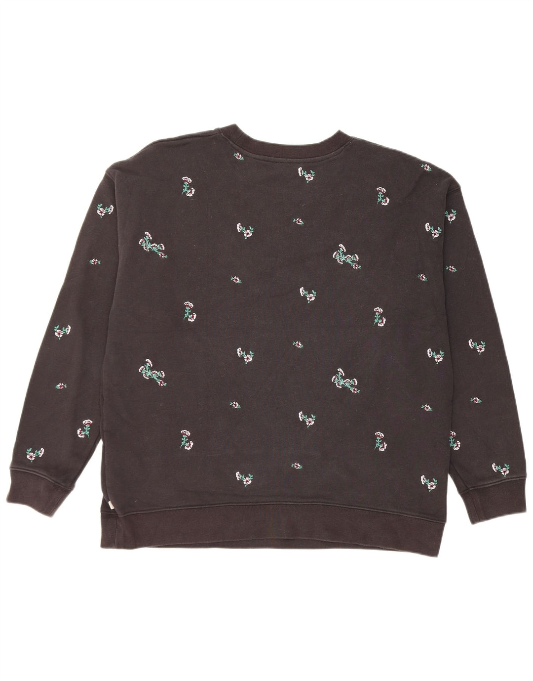Levi's Womens Oversized Sweatshirt Jumper UK 16 Large Black Floral Cotton