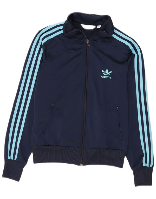 Adidas Womens Graphic Tracksuit Top Jacket EU 38 Medium Navy Blue Polyester