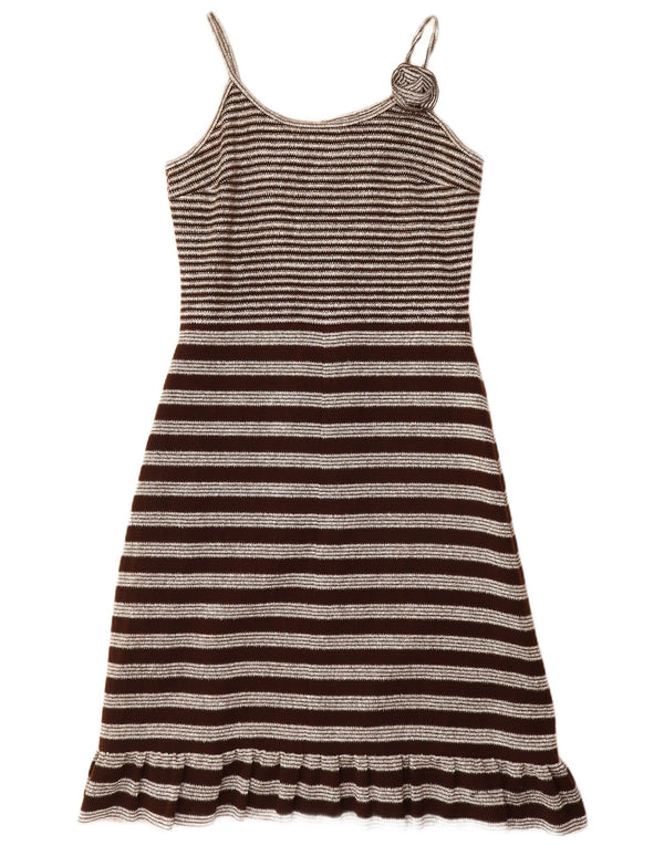 Luis Mari Cote D'Azur Womens A-Line Dress EU 42 Large Brown Striped
