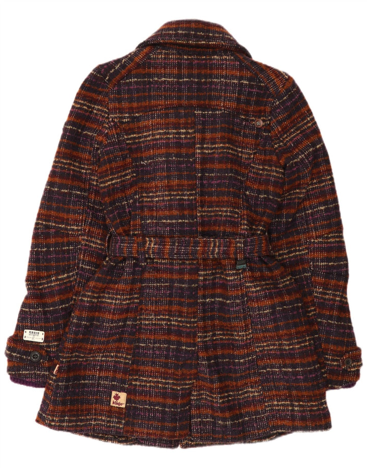 KHUJO Womens Overcoat UK 10 Small Multicoloured Check Polyester