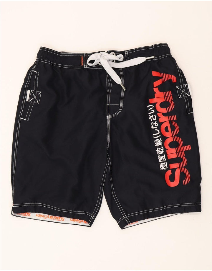 Superdry Mens Graphic Swimming Shorts XL  Navy Blue Polyester