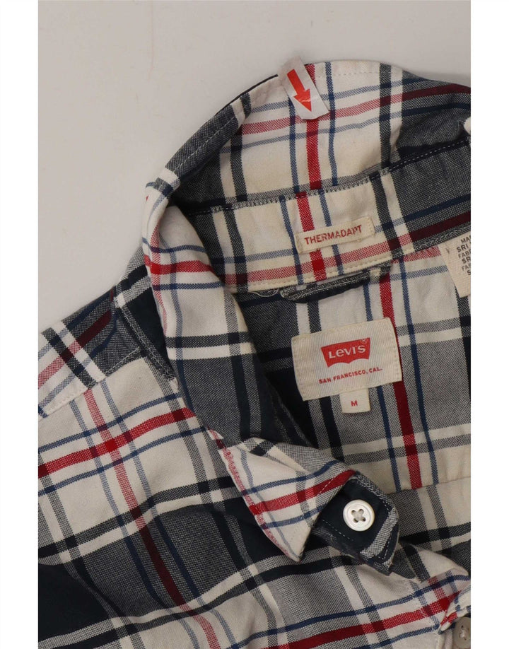 Levi's Mens Shirt Medium Navy Blue Plaid Cotton