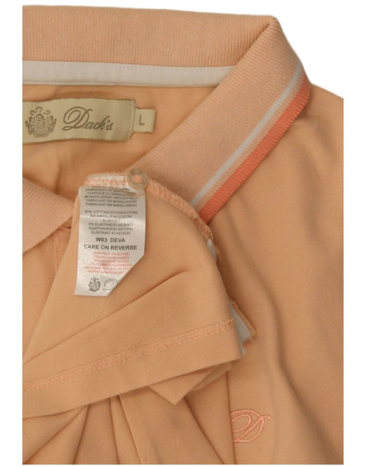 Dack's Womens Polo Shirt UK 14 Large Orange Cotton