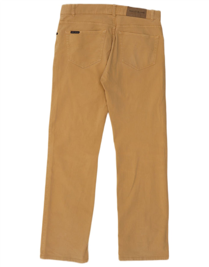 GANT Mens Straight Casual Trousers W32 L31 Beige Cotton