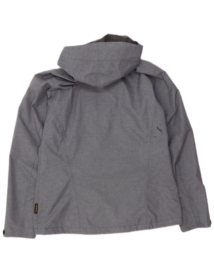 JACK WOLFSKIN Womens Hooded Waterproof Jacket UK 12 Medium  Grey Polyester