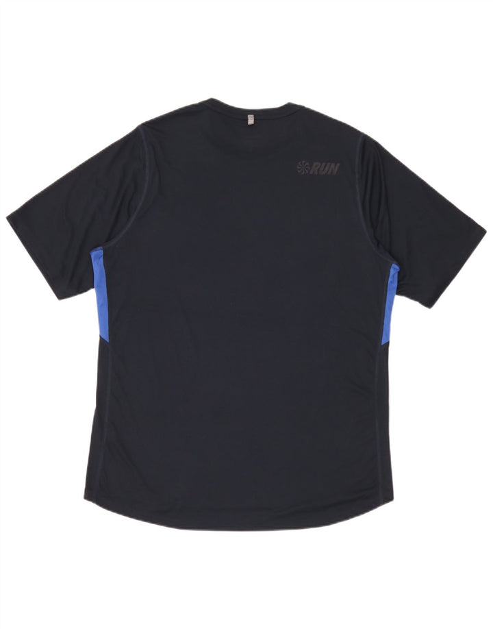 Nike Mens Dri Fit T-Shirt Top Large Navy Blue Colourblock