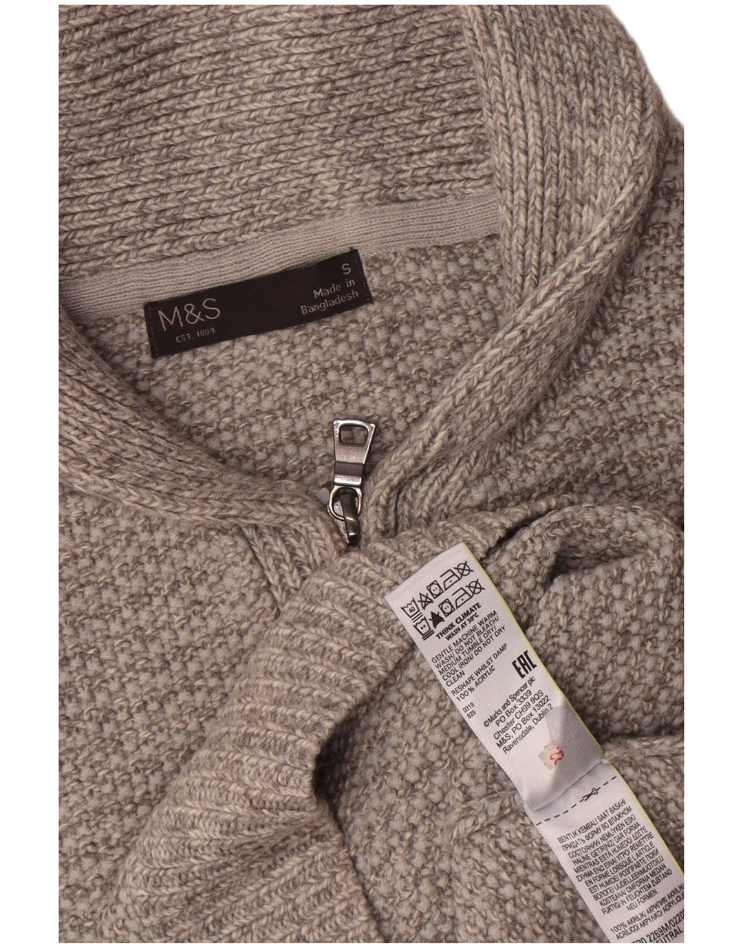 Marks & Spencer Mens Polo Neck Jumper Sweater Small Grey Acrylic