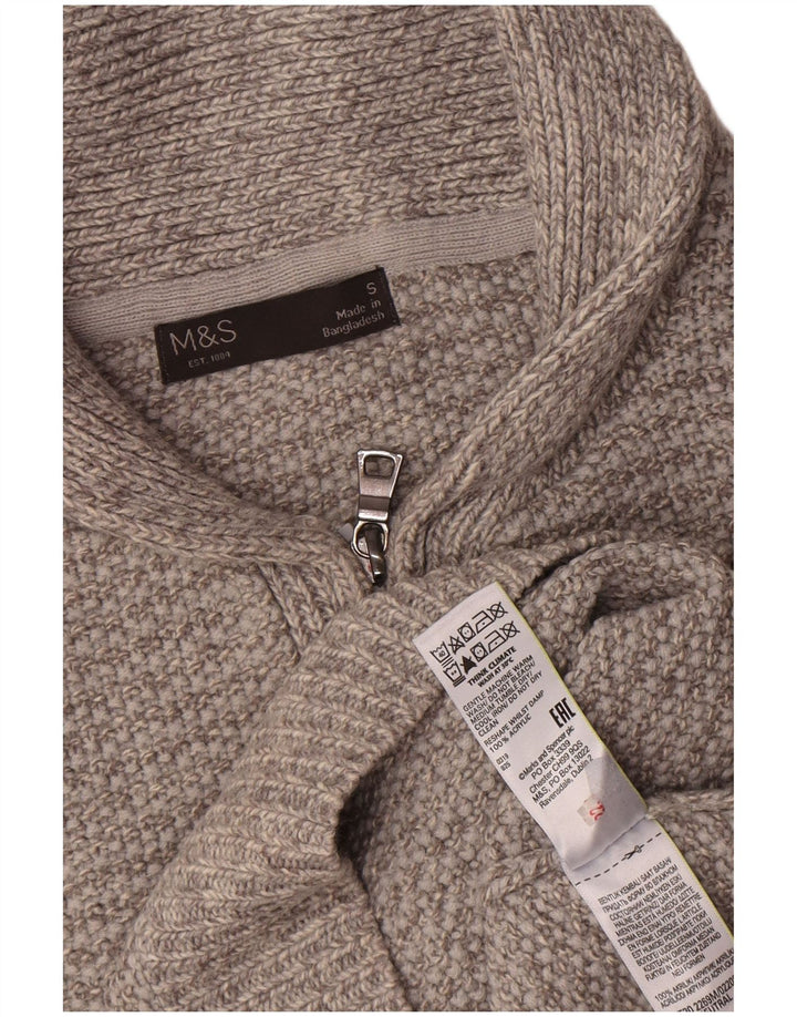 Marks & Spencer Mens Polo Neck Jumper Sweater Small Grey Acrylic
